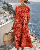Vestido midi floral para mujer de corte fluido