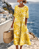 Vestido midi floral para mujer de corte fluido
