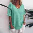 Camiseta lisa de mujer con cuello redondo