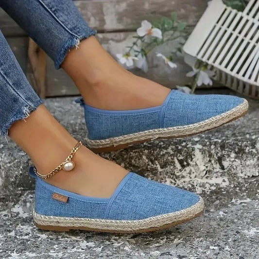 Alpargatas planas de lona para mujer sin cordones