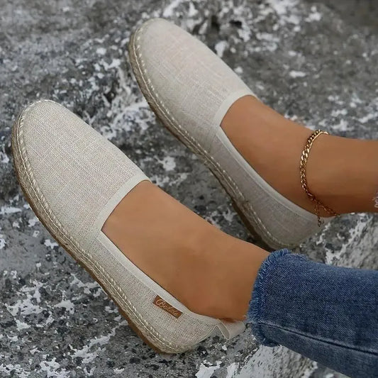 Alpargatas planas de lona para mujer sin cordones