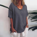 Camiseta lisa de mujer con cuello redondo