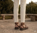 Sandalias gladiadoras de mujer con suela gruesa