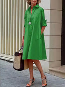 Vestido Corte A Con Botones Y Bolsillos