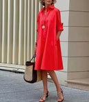 Vestido Corte A Con Botones Y Bolsillos