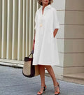 Vestido Corte A Con Botones Y Bolsillos