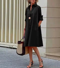 Vestido Corte A Con Botones Y Bolsillos
