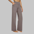 Pantalón de pierna ancha para mujer con cintura alta y bolsillos