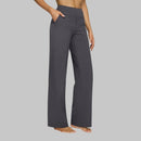 Pantalón de pierna ancha para mujer con cintura alta y bolsillos