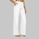 Pantalón de pierna ancha para mujer con cintura alta y bolsillos