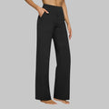Pantalón de pierna ancha para mujer con cintura alta y bolsillos