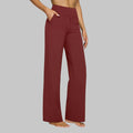 Pantalón de pierna ancha para mujer con cintura alta y bolsillos