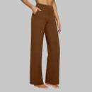 Pantalón de pierna ancha para mujer con cintura alta y bolsillos