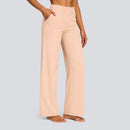 Pantalón de pierna ancha para mujer con cintura alta y bolsillos
