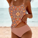 Tankini estampado de dos piezas con tirantes dobles