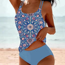 Tankini estampado de dos piezas con tirantes dobles