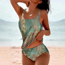 Tankini estampado de dos piezas con tirantes dobles
