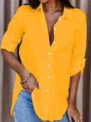 Camisa de mujer con cuello de solapa y botones