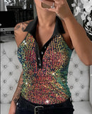 Polo de mujer con lentejuelas y estampado