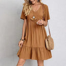Vestido de verano de manga corta con escote en V
