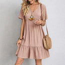Vestido de verano de manga corta con escote en V