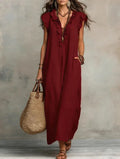 Vestido boho largo de mujer de corte fluido con volantes