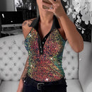 Polo de mujer con lentejuelas y estampado