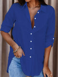 Camisa de mujer con cuello de solapa y botones
