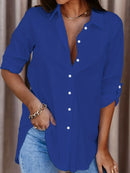 Camisa de mujer con cuello de solapa y botones
