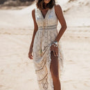 Vestido boho largo sin mangas con escote en V