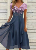 Vestido de fiesta floral para mujer de corte fluido