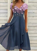Vestido de fiesta floral para mujer de corte fluido