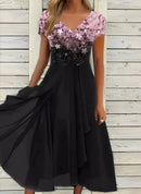 Vestido de fiesta floral para mujer de corte fluido