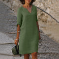 Vestido de mujer con escote en V en varios colores