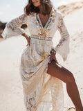 Vestido boho largo sin mangas con escote en V
