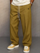 Pantalón ancho de hombre con cordón y pliegues