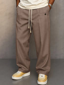 Pantalón ancho de hombre con cordón y pliegues