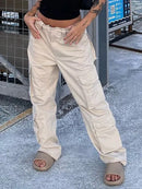 Celia | Pantalón cargo de pierna ancha para mujer con varios bolsillos y cintura estructurada