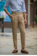 Pantalón de vestir de hombre con pinzas y cintura alta