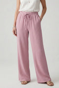 Pantalón palazzo de mujer con cordón ajustable y bolsillos laterales