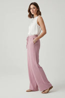 Pantalón palazzo de mujer con cordón ajustable y bolsillos laterales