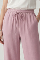 Pantalón palazzo de mujer con cordón ajustable y bolsillos laterales