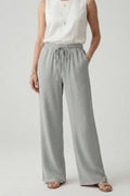 Pantalón palazzo de mujer con cordón ajustable y bolsillos laterales