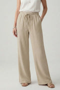 Pantalón palazzo de mujer con cordón ajustable y bolsillos laterales