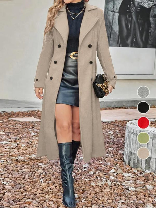 Abrigo Largo de Mujer con Doble Botonadura