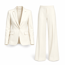 Conjunto de Blazer Blanco + Pantalón Blanco de Pierna Amplia — Foto de la oferta completa