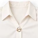 Conjunto de Blusa Crema Talla M + Pantalón Negro de Pierna Amplia — Detalle del producto