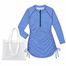 Salida de Baño a Rayas con Ajustes Laterales + REGALO: Bolsa de Playa Blanca — Foto de la oferta completa