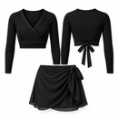 [PACK DE 2] Tops Negros de Danza con Amarre + REGALO: Falda Negra — Foto de la oferta completa