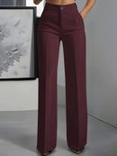 Pantalón de vestir ancho de mujer de tiro alto